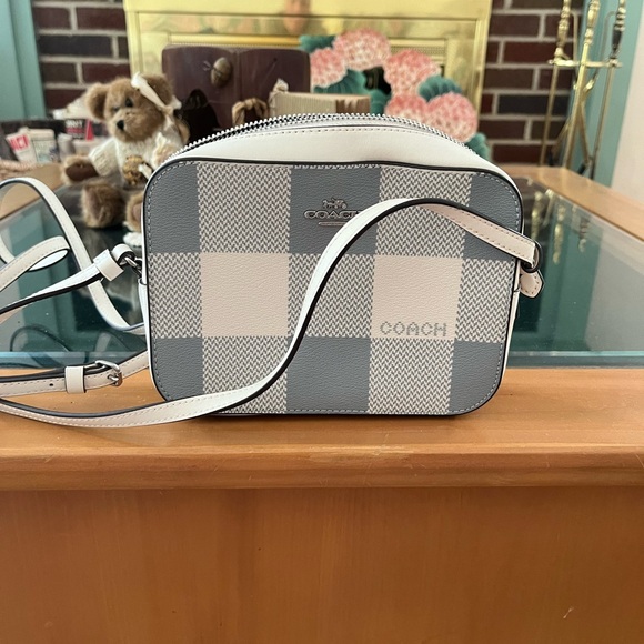New condition Coach cream and grey buffalo check crossbody - Picture 6 of 6